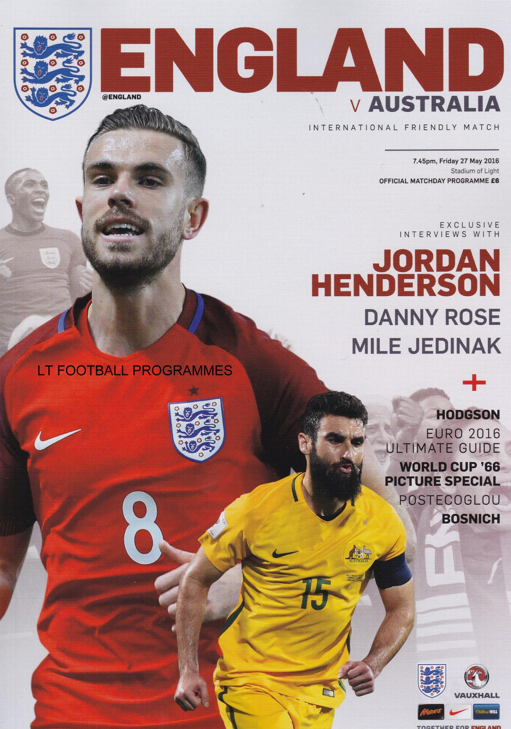 2016 - ENGLAND v AUSTRALIA (27th May at Sunderland)